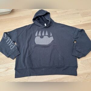 Bella Canvas Charcoal Graphic Hoodie Brown Pullover Hoodie with “paws up” size M